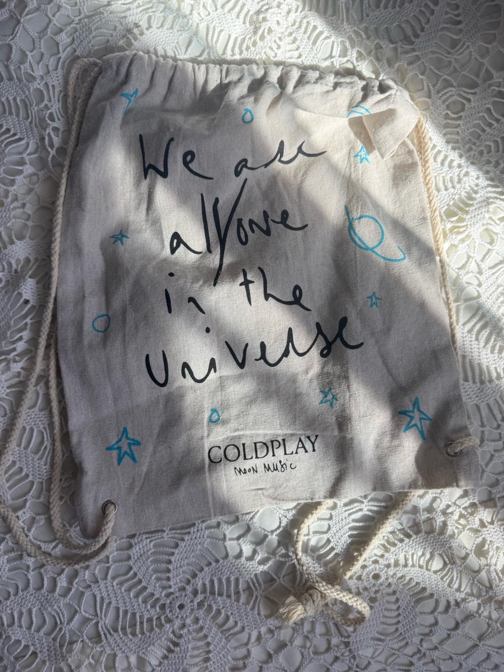Coldplay official merch canvas drawstring backpack